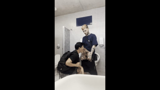 Toilet public sex. hottest guy get sucked off and fuck me